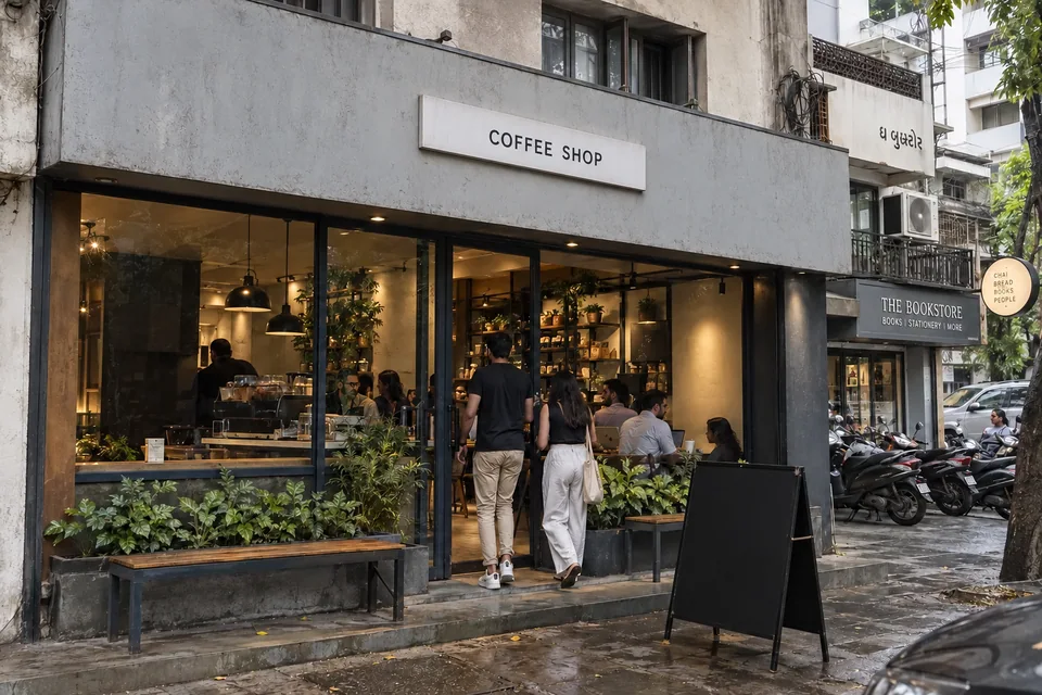The cafe storefront before its branding treatment