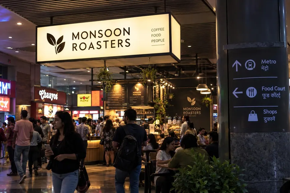 Monsoon Roasters evening lightbox view