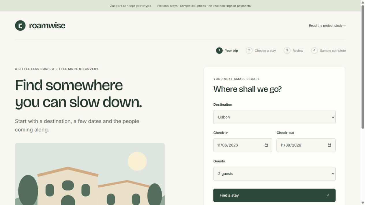 Earlier prototype search screen using the original flat vector illustration